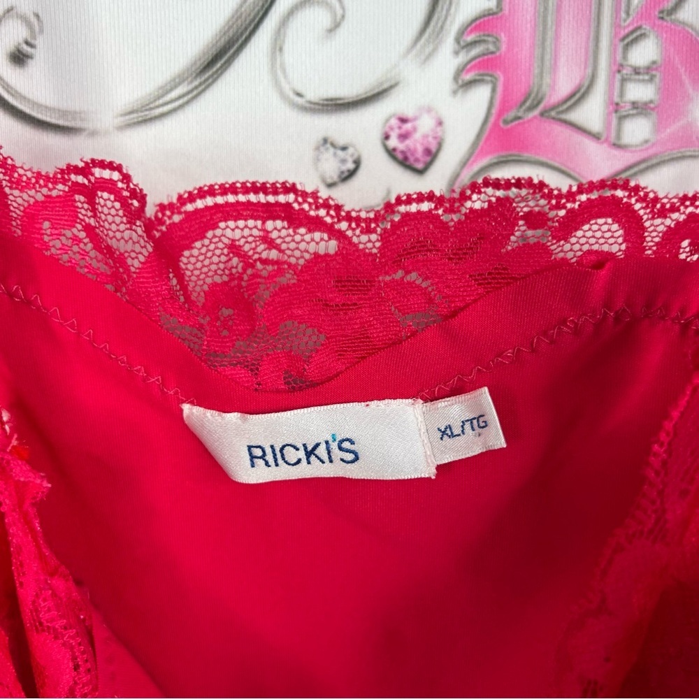 Rickiβs tank top cami bright Lacie floral Elegant Red Lace Trim Camisole - Picture 6 of 8